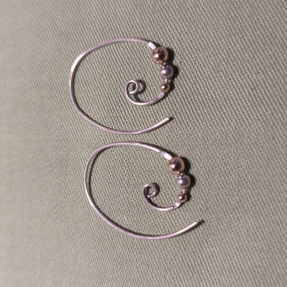 Vintage silver swirl slide hoop earrings